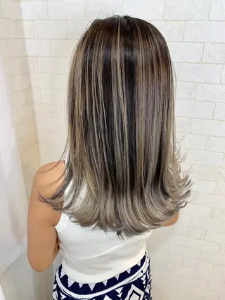 セミロング カラー 神野 雅樹のヘアスタイル