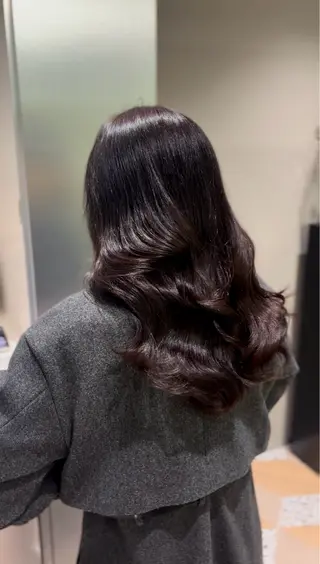 ロング シオン/艶髪/ グレージュカラーのヘアスタイル