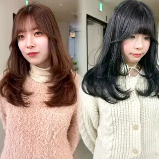 ロング カラー mizuki/ピンク ベージュ.レイヤーのヘアスタイル