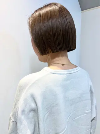 ショート カラー 切りっぱなしボブ ×暖色🌷江梨🍎のヘアスタイル