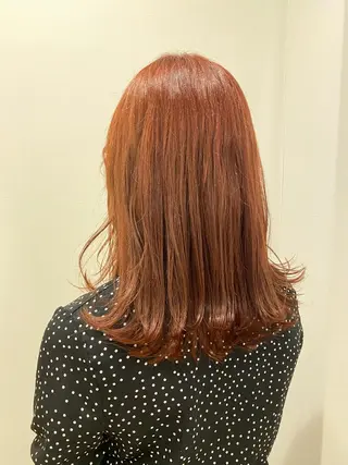 ミディアム カラー ブリーチなしWカラー /酸性ストレート河本のヘアスタイル