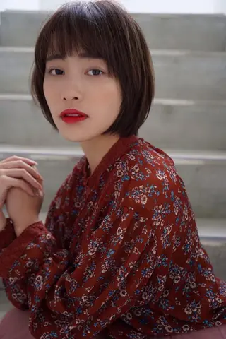 ショート カラー ヘアアレンジ EMANONシェアサロン心斎橋店所属・韓国メンズヘア　ミル クティボブ　足立佳代のヘアスタイル