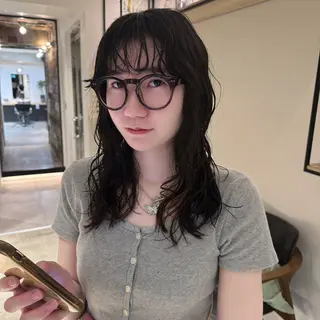 セミロング 頭皮につけないカラー /白髪ぼかし/実加永のヘアスタイル