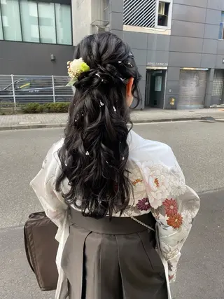 ロング カラー ヘアアレンジ NIKO/名古屋/ 伏見/花屋併設のヘアスタイル