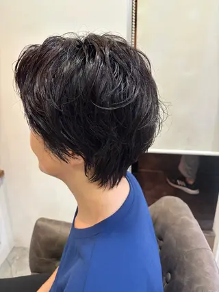 ショート カラー パーマ ショート・パーマ・デ ザインカラー/むつみのヘアスタイル