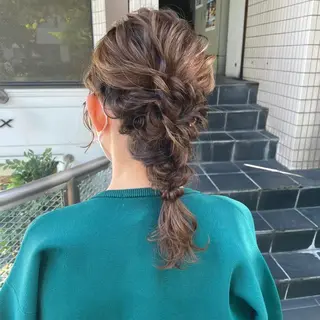 セミロング カラー ヘアアレンジ GO TODAY SHAiRE SALON岡山所属・Sana/ 耳ツボ/インナーのヘアスタイル