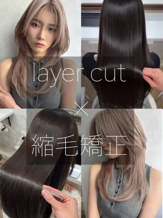 ロング カラー 韓国ヘア×髪質改善 縮毛矯正のヘアスタイル