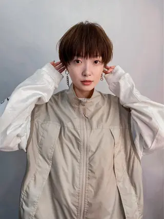 ショート カラー パーマ* 顔まわり似合わせのヘアスタイル