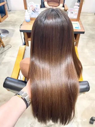 ロング 韓国レイヤーカット✨ 縮毛矯正　原田 優作のヘアスタイル