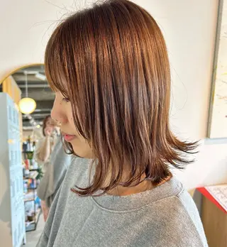 ミディアム カラー 透明感カラー 暖色shihoのヘアスタイル