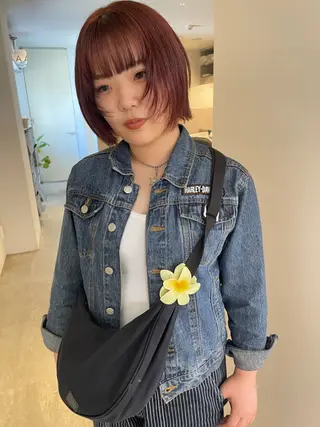 ショート カラー MIU/ルーツカラー ボブ/顔周りレイヤーのヘアスタイル