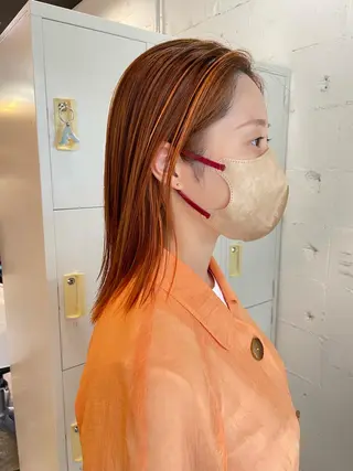 ミディアム カラー ヘアアレンジ satsuki 暖色・ブラウンカラーのヘアスタイル