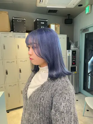 ミディアム ブリーチ✖️ 縮毛LANDのヘアスタイル