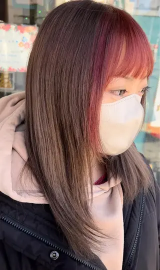 セミロング ハイトーン/ ダブルカラー/透明感のヘアスタイル
