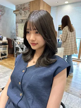 セミロング カラー 顔周り/くびれヘア 韓国ヘア💕風間るなのヘアスタイル