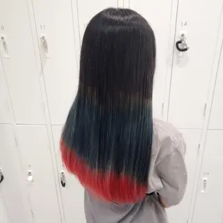 ロング カラー 推しアニメカラー🌈 ツヤ透明感カラー🦄のヘアスタイル