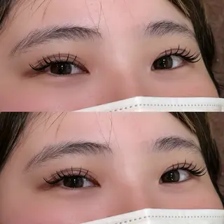 マツエク・マツパ 透明感カラー/顔周り カット/レイヤーにかのヘアスタイル