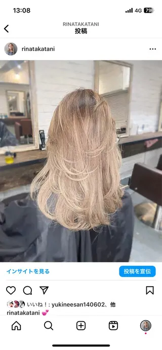 セミロング カラー RINA ブリーチ / 海外レイヤーのヘアスタイル