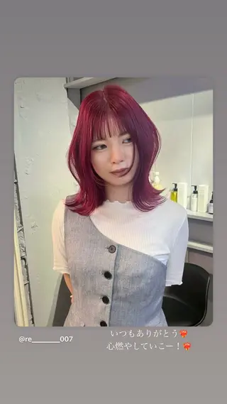 ミディアム カラー 🎀ブリーチカラー/ ボブ/Reina🎀のヘアスタイル