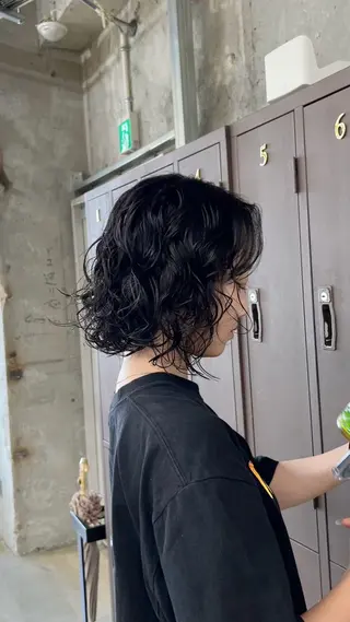 ショート パーマ ナガノリノ /ボブ/ ベージュ/暖色のヘアスタイル