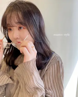 セミロング むく。/顔周り 前髪/髪質改善のヘアスタイル