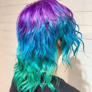 ミディアム カラー ヘアアレンジ 髪質改善×ハイトーン 中田啄也のヘアスタイル