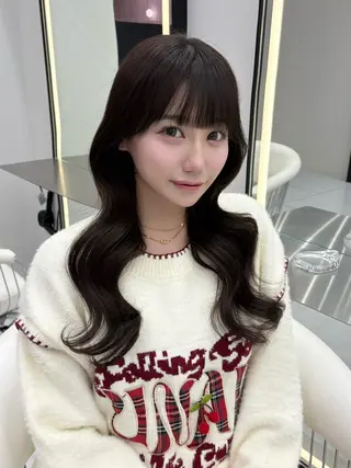 セミロング カラー 新宿/韓国ヘア 中明度カラー/かやのヘアスタイル