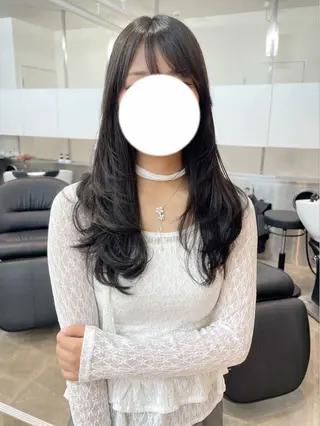 ロング カラー ヘアアレンジ 韓国風/レイヤー/ 長谷七海のヘアスタイル