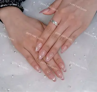 ネイル Shineジェル& チップ長さだしのネイルデザイン