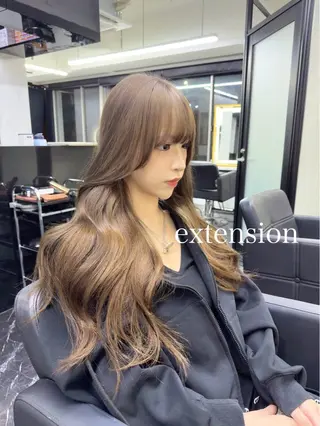 ロング カラー エクステ🩵ブリーチ 韓国ヘア🩵KAEのヘアスタイル