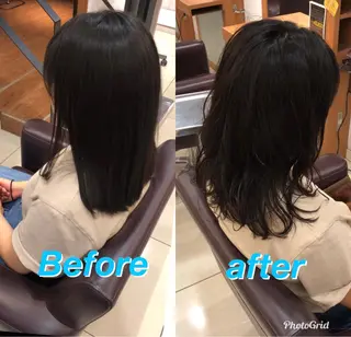 ミディアム パーマ ディレクター ノナカのヘアスタイル