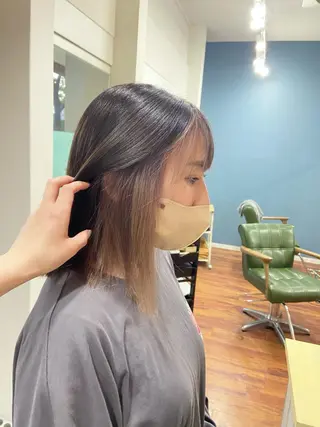 セミロング カラー 髪質改善/ストレート /透明感/西川奈穂のヘアスタイル