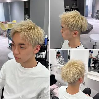 カラー メンズ R/🤎 パーマ&ブリーチ🔥のヘアスタイル