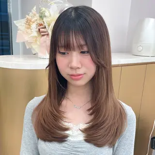 ロング カラー ストンボブ/レイヤー 艶カラー💎ヒデジのヘアスタイル