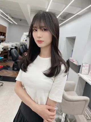 ロング 京都レイヤーカット/ 縮毛矯正/羽柴りくのマツエク・マツパデザイン