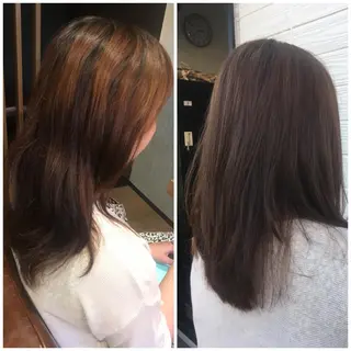 セミロング カラー ビヨウシツトリコ よねたにみなのヘアスタイル