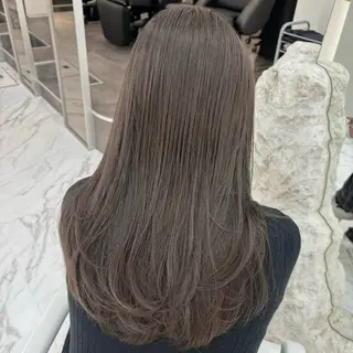 セミロング カラー akiho/透明感 カラー/グレージュのヘアスタイル