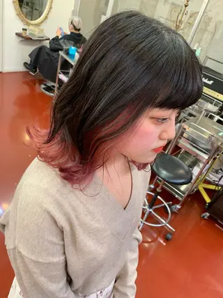 ミディアム カラー ピンクベージュ/新潟 万代/高橋桃葉🍑のヘアスタイル