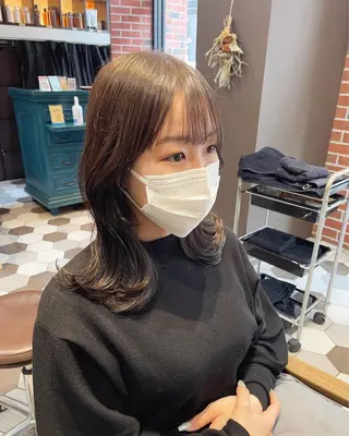 ミディアム カラー ヘアアレンジ 酸性縮毛矯正🧴韓国 レイヤー/髪質改善のヘアスタイル