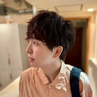 メンズ スパイキーショート 大人パーマ 丸山のヘアスタイル