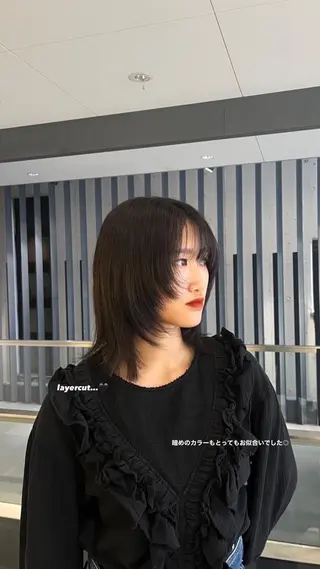 ミディアム カラー 服部 沙弥佳のヘアスタイル