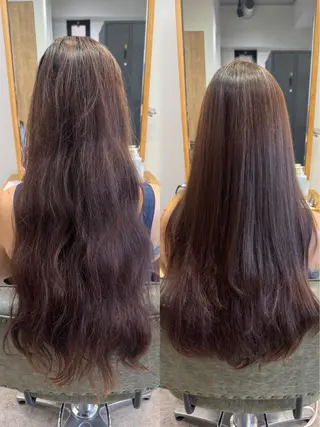 ロング パーマ 縮毛矯正/艶ブラウン カラー/ヘアメひふみのヘアスタイル