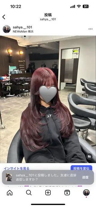 セミロング カラー ヘアアレンジ 💗うる艶モテ髪 💗髪質改善✨🫧のヘアスタイル