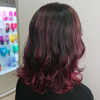 ミディアム グラデ❣️インナー 派手髪Fumiyoのヘアスタイル