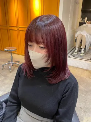 ミディアム カラー RIN／韓国ヘア レイヤーカットのヘアスタイル