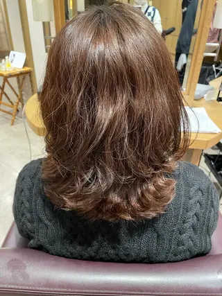 ミディアム パーマ 韓国風ﾊﾟｰﾏ❁﻿ fu-ka❁艶ｶﾗｰのヘアスタイル