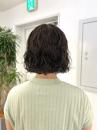 ショート カラー パーマ 結べるくびれボブ/透 明感カラーtaigaのヘアスタイル