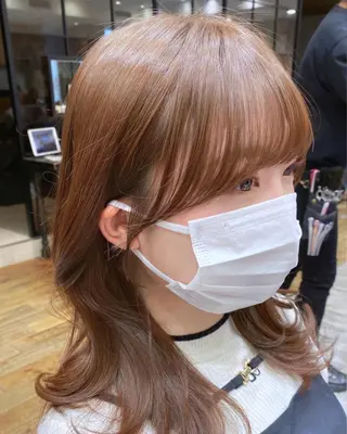 ミディアム カラー On所属・顔まわりカット🌟 くびれヘア/寺門遥輝のヘアスタイル