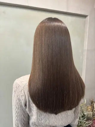 セミロング 髪質改善ストレート/ ブリーチ／渋谷　福田のヘアスタイル