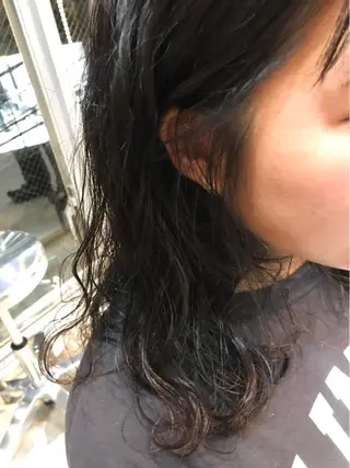 セミロング パーマ 渋谷ブリーチカラー 韓国ヘアyuikoのヘアスタイル